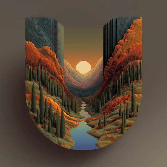 Eclipse Valley Portal - Noir Moth Surreal Landscape Art