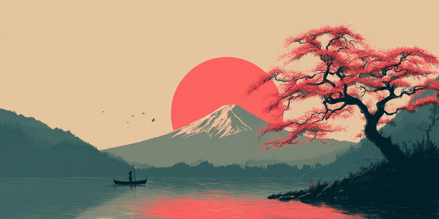 Sakura Horizon - Noir Moth Japanese Landscape Art