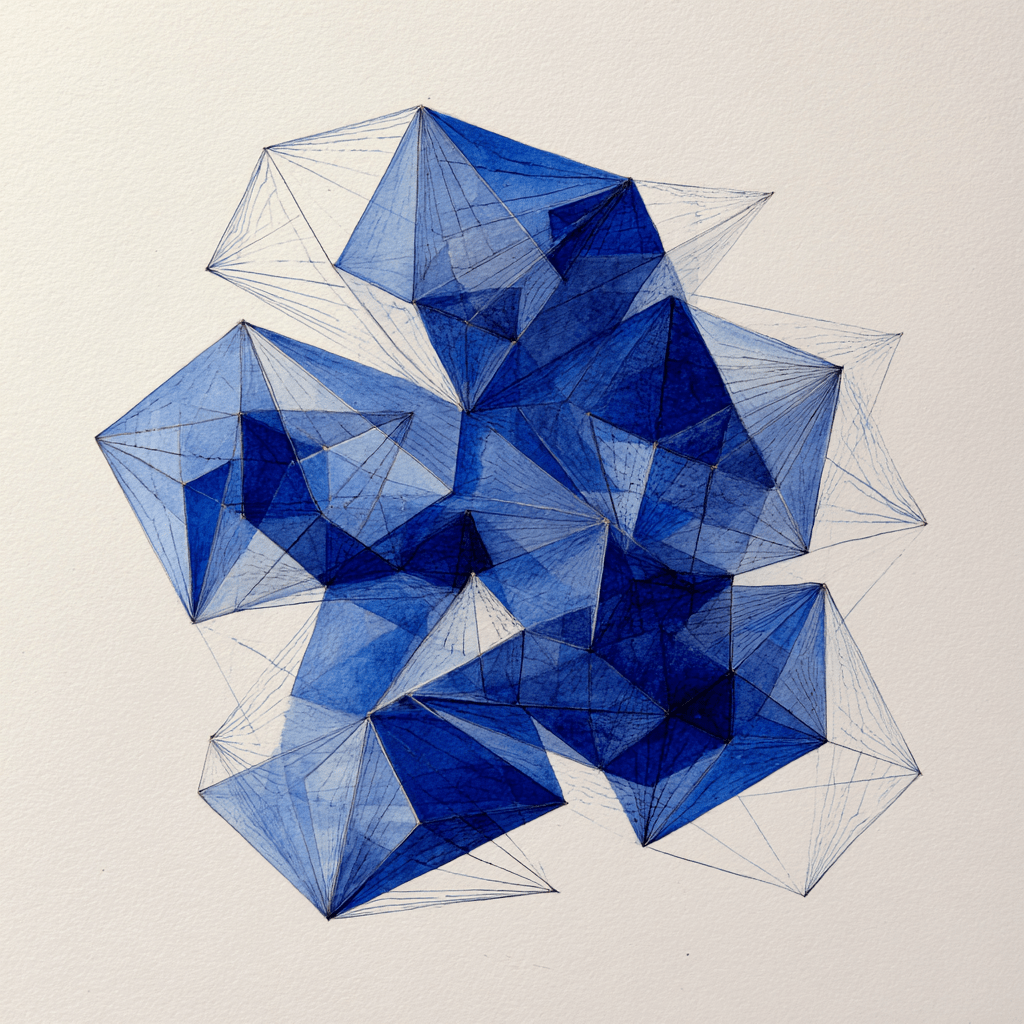 Azure Fracture - Noir Moth Luxury Geometric Structural Artwork