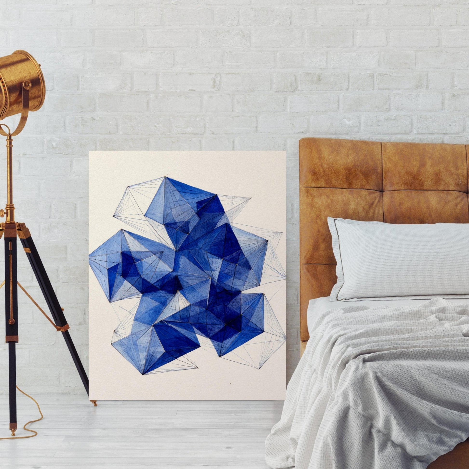 Azure Fracture - Noir Moth Luxury Geometric Structural Artwork