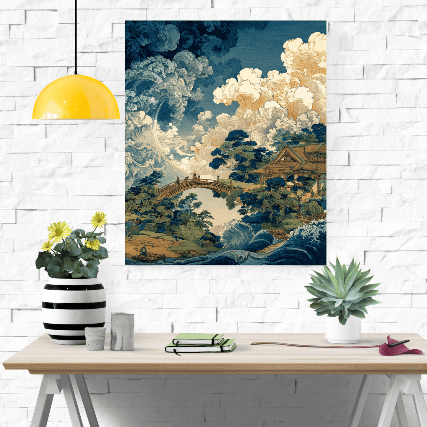 Celestial Tides of Kyoto - Noir Moth Oriental Luxury Art