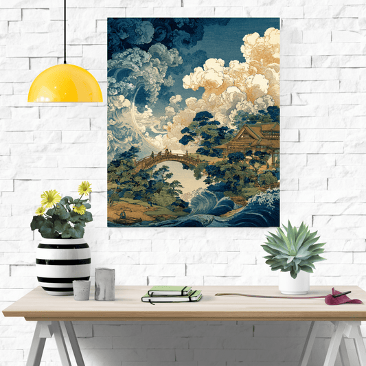Celestial Tides of Kyoto - Noir Moth Oriental Luxury Art