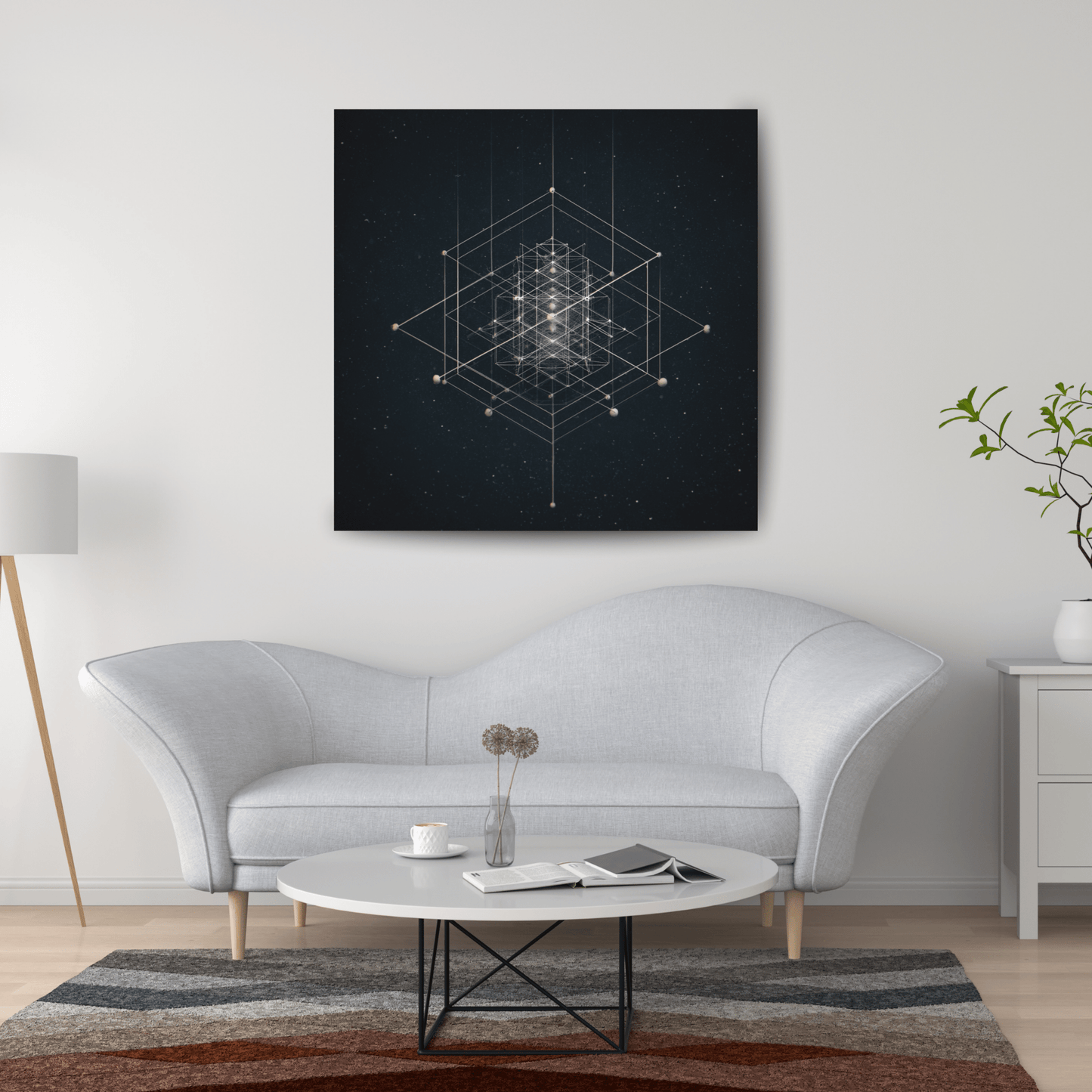 Cosmic Blueprint - Noir Moth Geometric Abstract Art