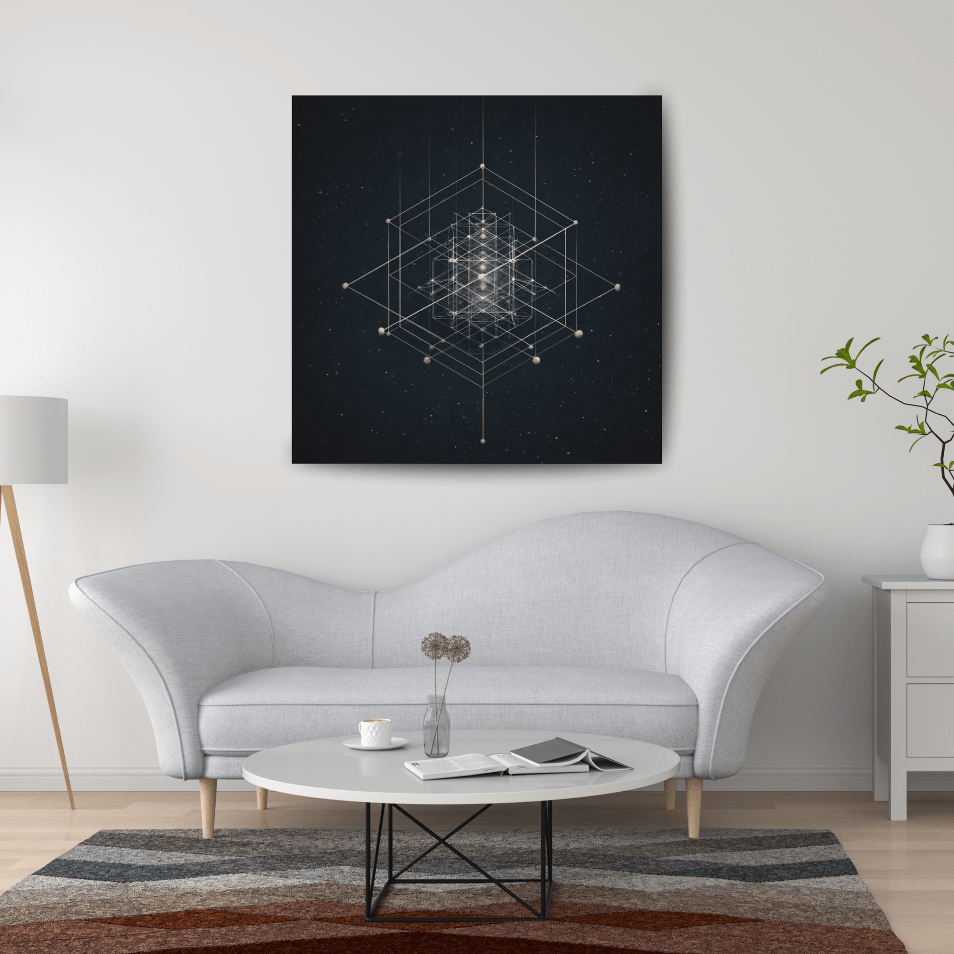 Cosmic Blueprint - Noir Moth Geometric Abstract Art