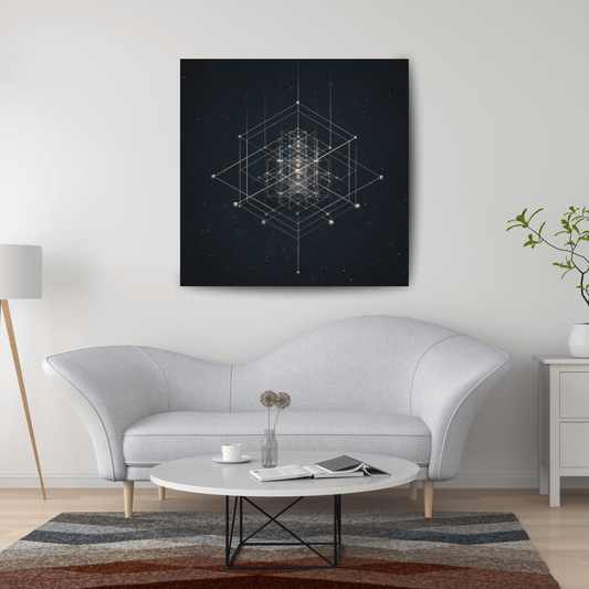 Cosmic Blueprint - Noir Moth Geometric Abstract Art