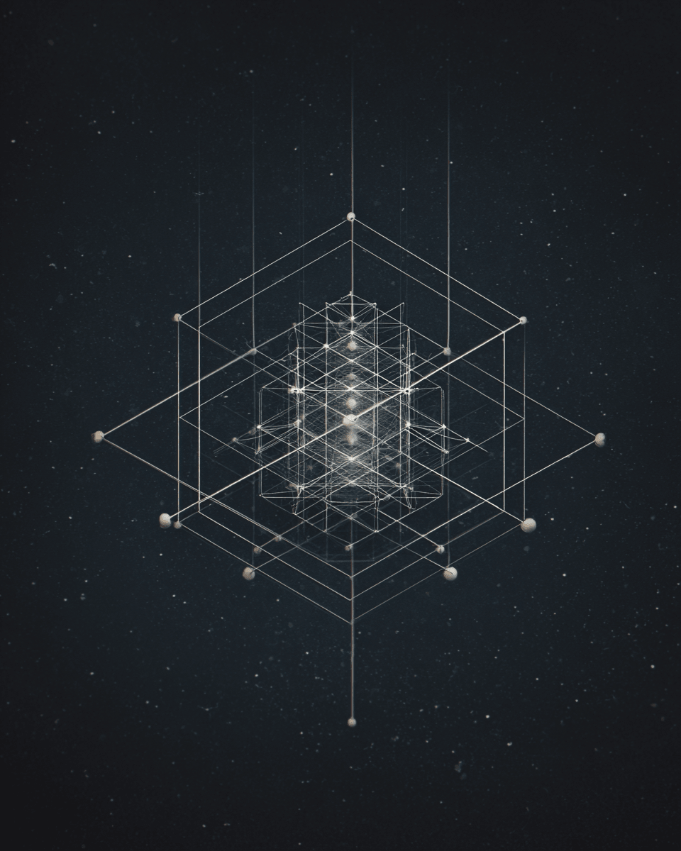 Cosmic Blueprint - Noir Moth Geometric Abstract Art