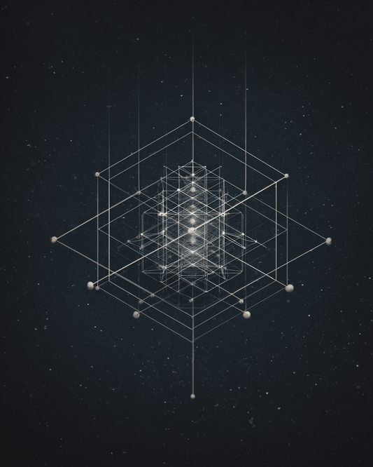 Cosmic Blueprint - Noir Moth Geometric Abstract Art