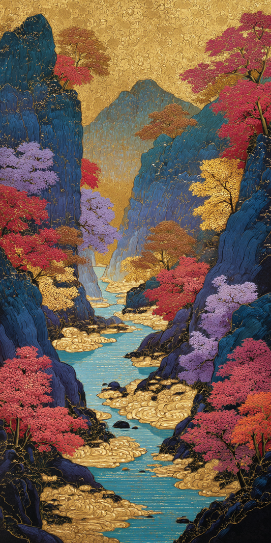 Ethereal Valley Reverie - Noir Moth Fantasy Landscape Art