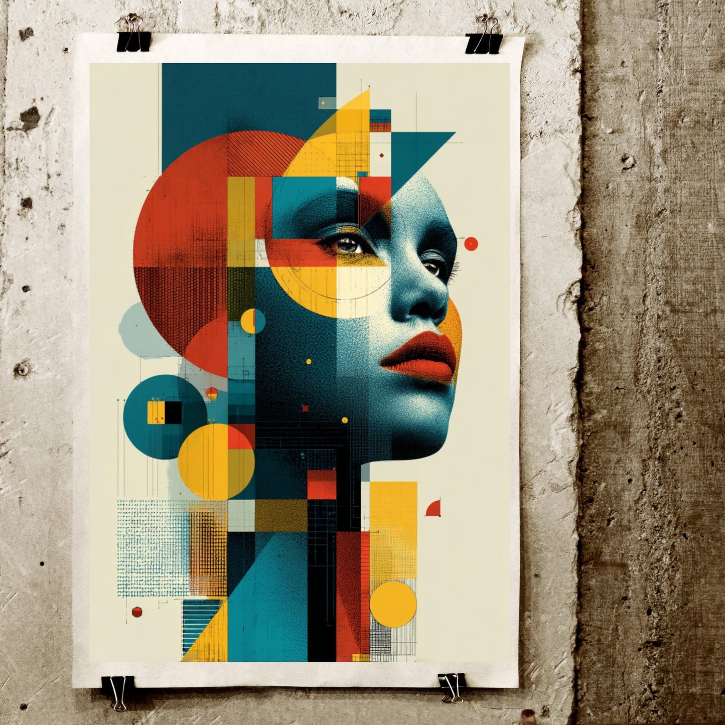 Fragmented Reverie - Noir Moth Geometric Portrait Artwork