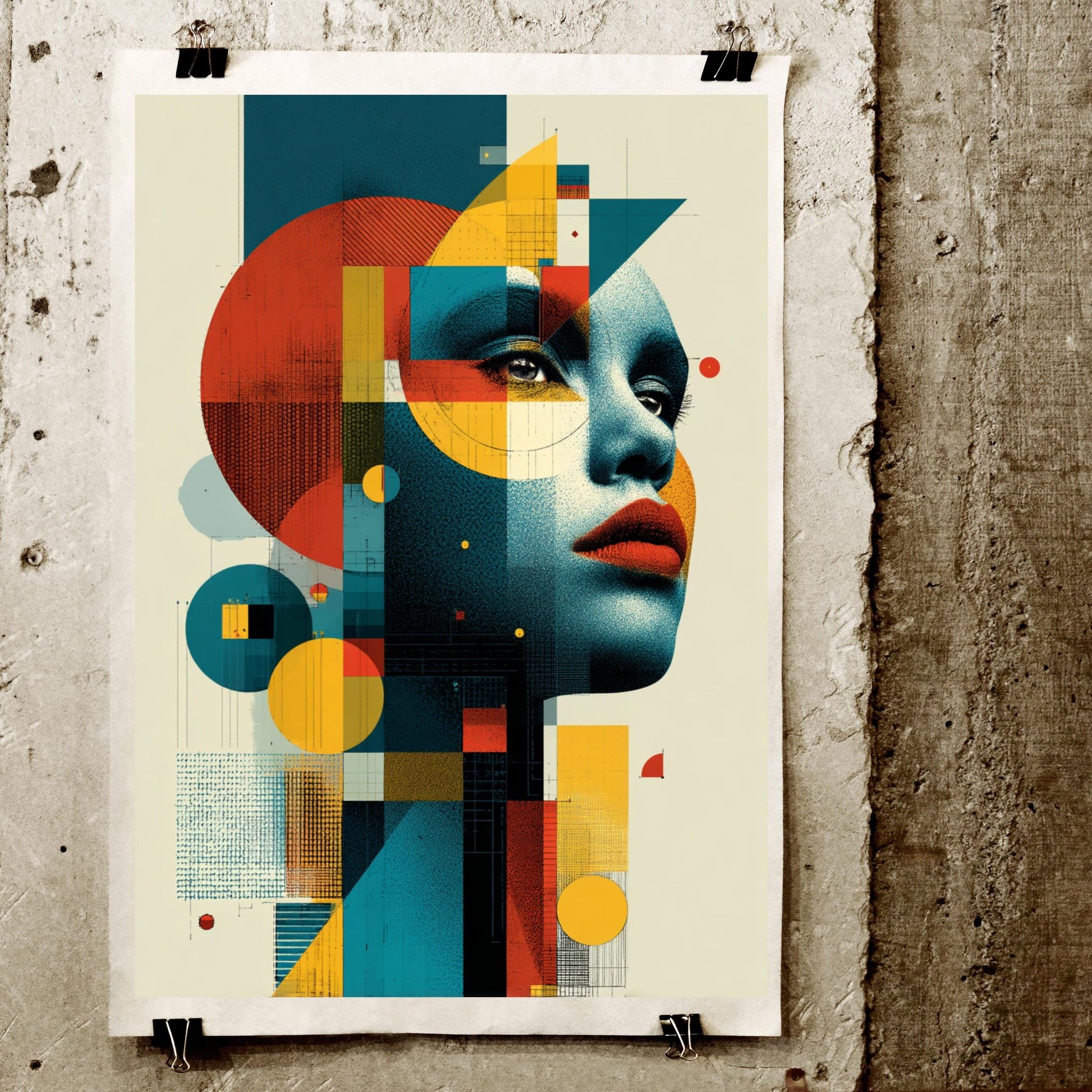 Fragmented Reverie - Noir Moth Geometric Portrait Artwork