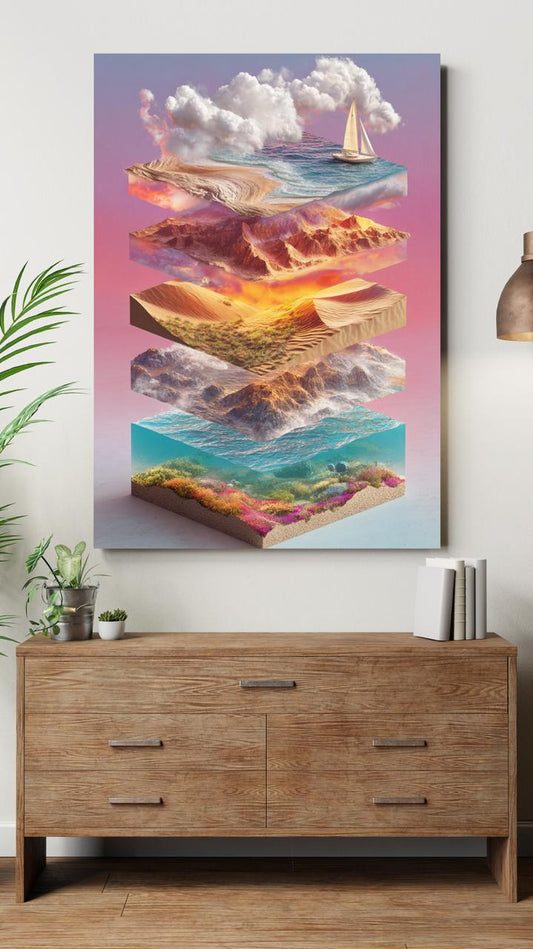 Fragments of Parallel Worlds - Noir Moth Surreal Landscape Art