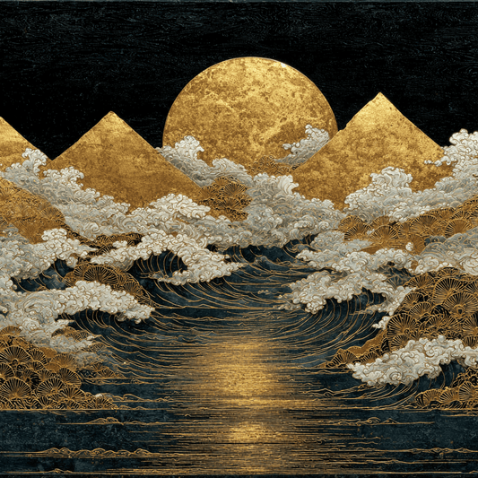 Golden Tides - Noir Moth Luxury Contemporary Landscape Artwork
