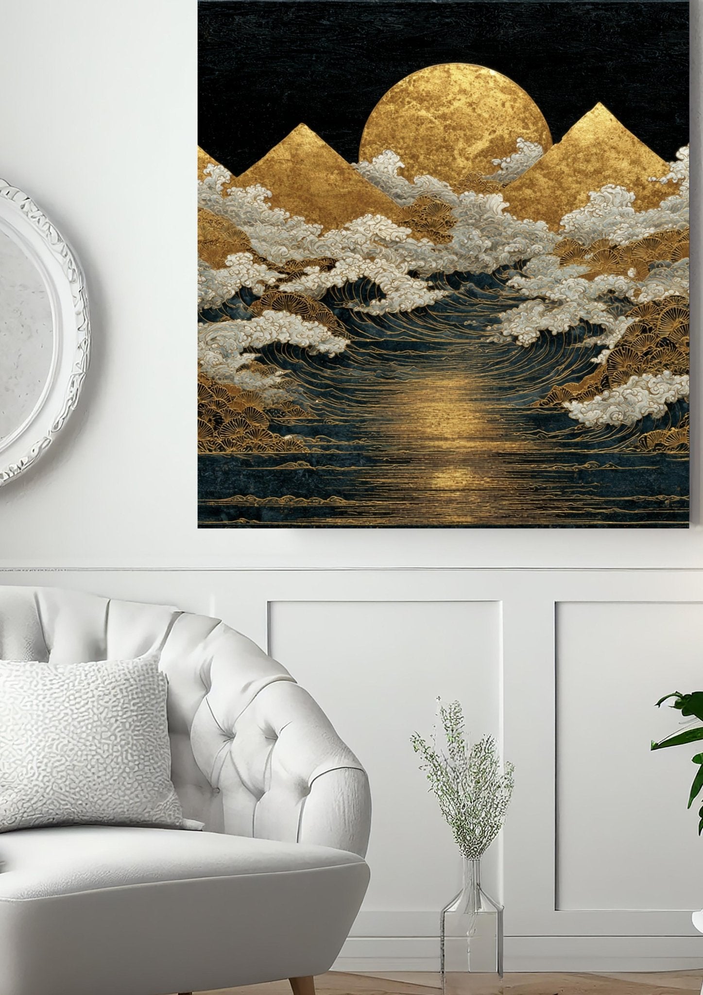 Golden Tides - Noir Moth Luxury Contemporary Landscape Artwork