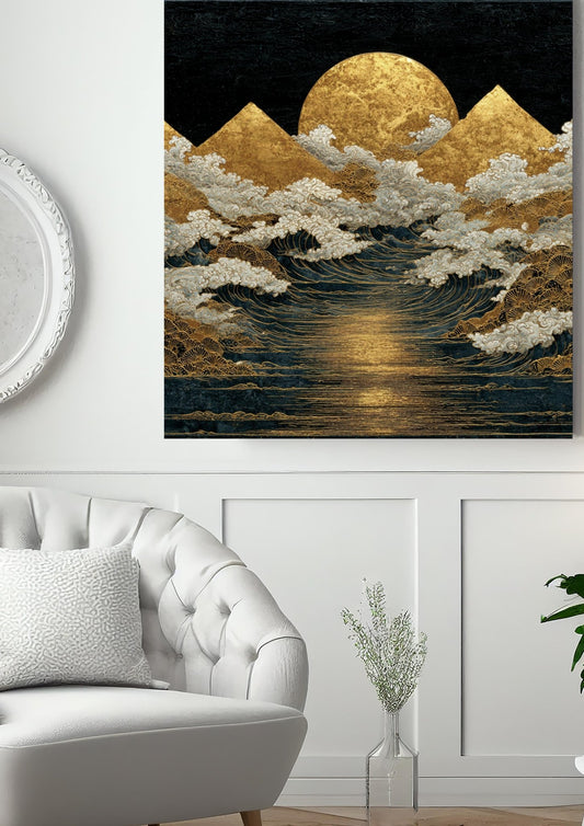 Golden Tides - Noir Moth Luxury Contemporary Landscape Artwork
