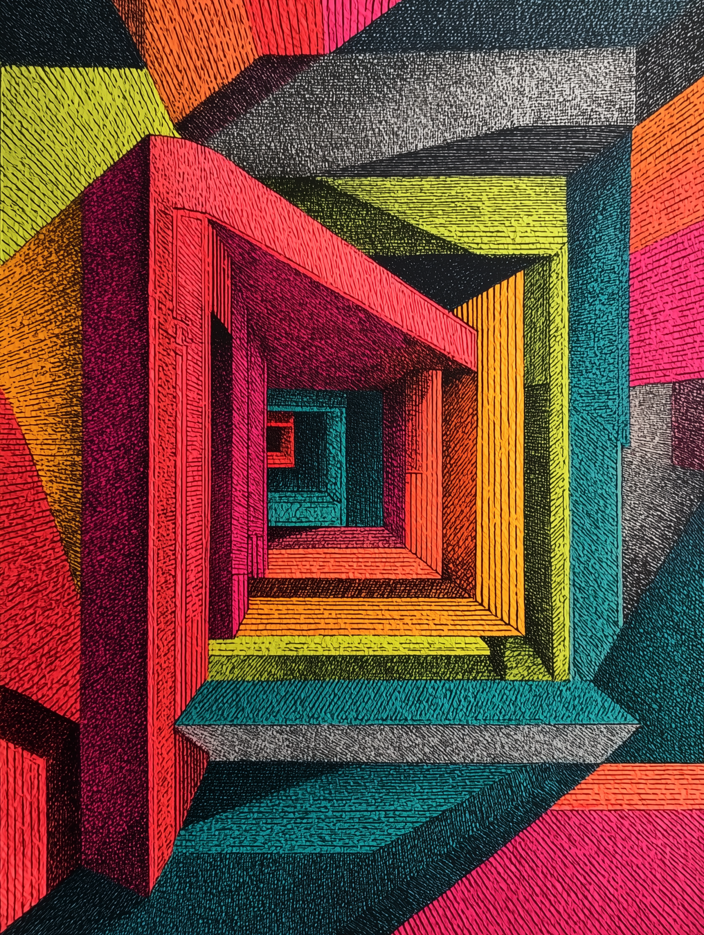 Infinite Frame - Noir Moth Luxury Geometric Perspective Artwork