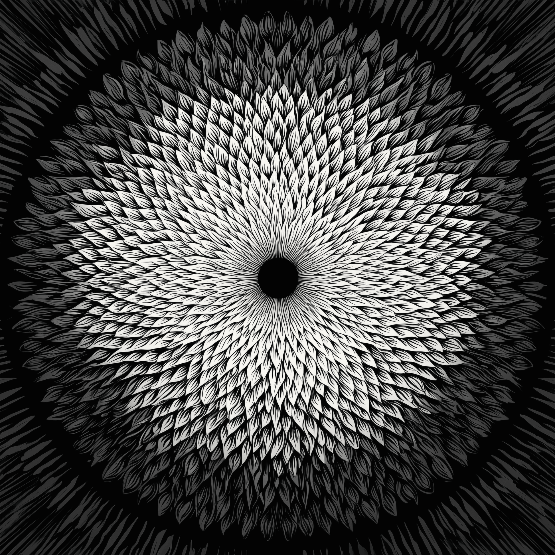 Monochrome Bloom Infinity - Noir Moth Monochrome Illusion Art