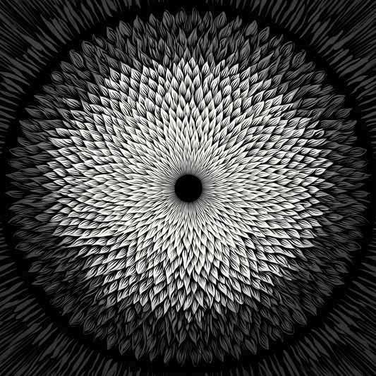 Monochrome Bloom Infinity - Noir Moth Monochrome Illusion Art