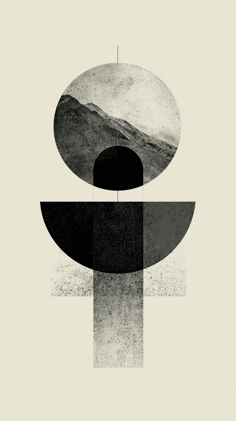 Monolith Balance - Noir Moth Minimal Geometric Artwork