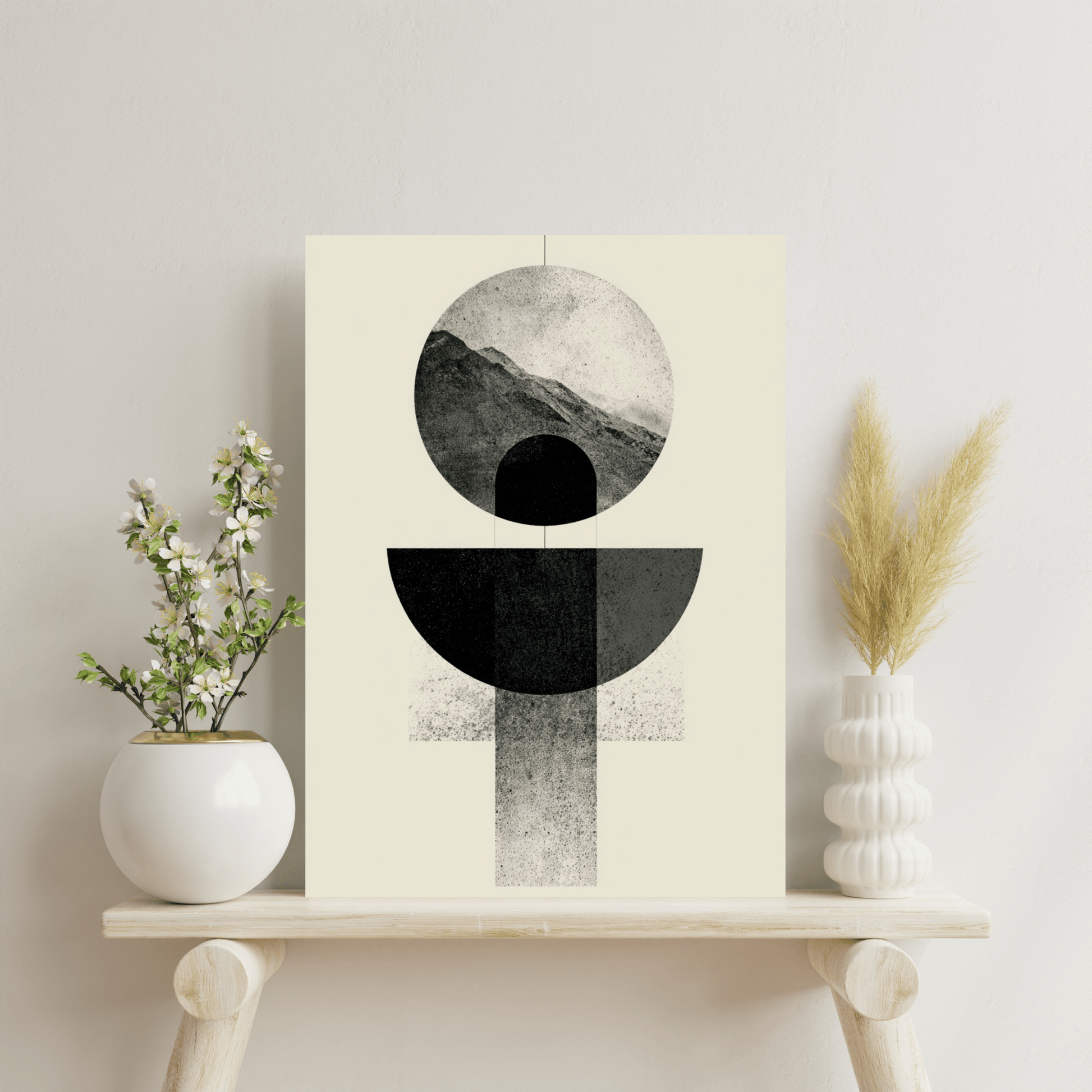 Monolith Balance - Noir Moth Minimal Geometric Artwork