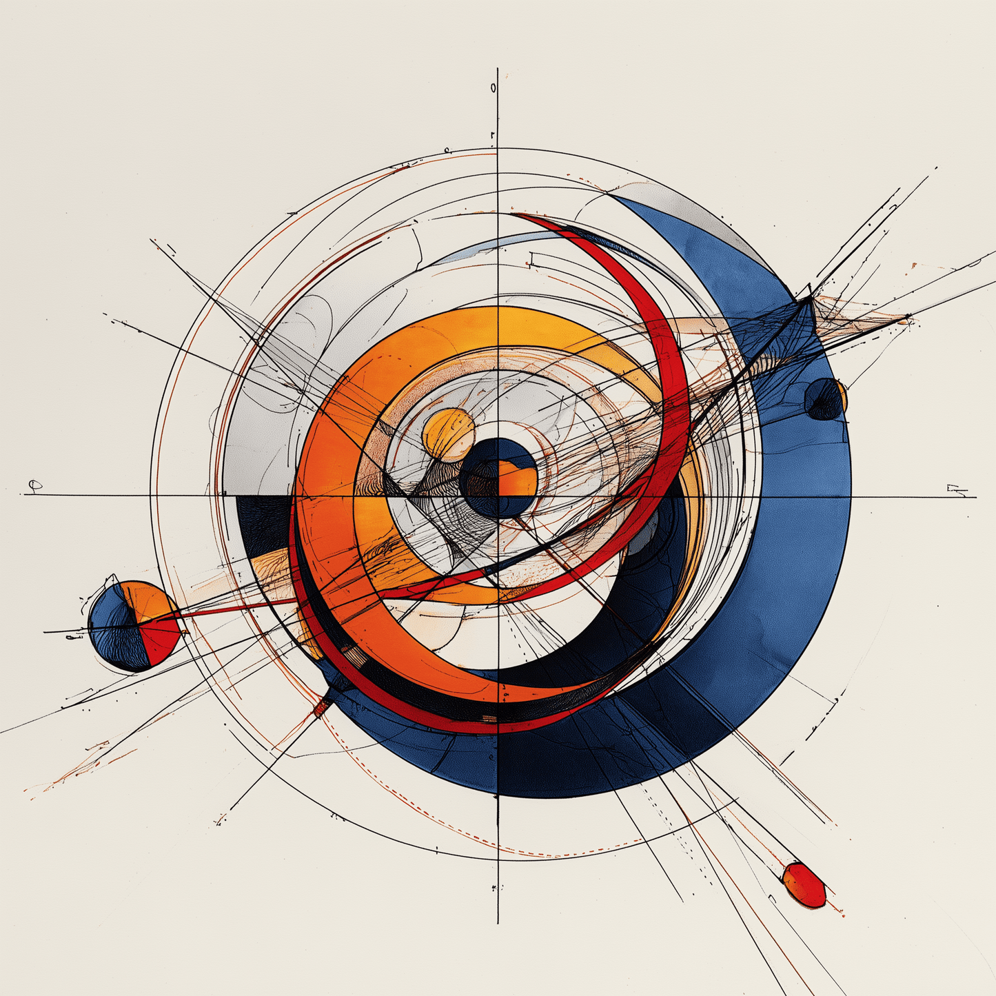 Orbital Precision - Noir Moth Architectural Geometric Art
