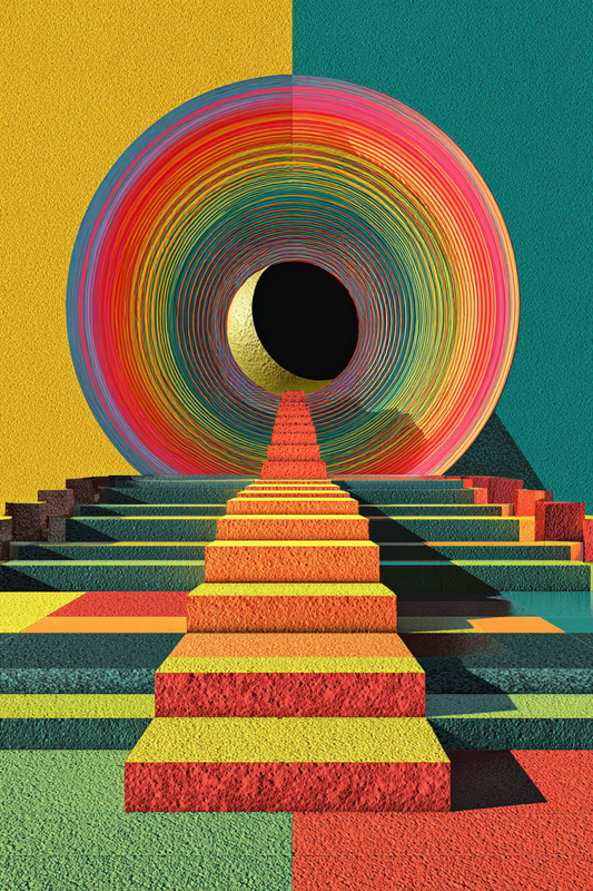 Portal Theory - Noir Moth Surreal Geometric Artwork