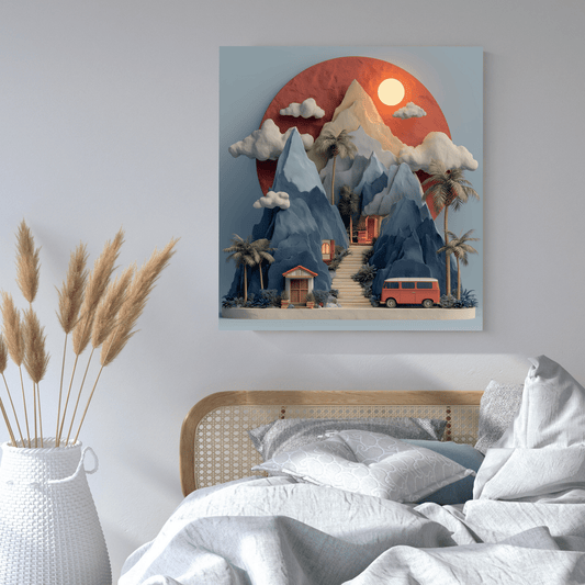 Sunset Haven Escape - Noir Moth Dreamscape Landscape Art