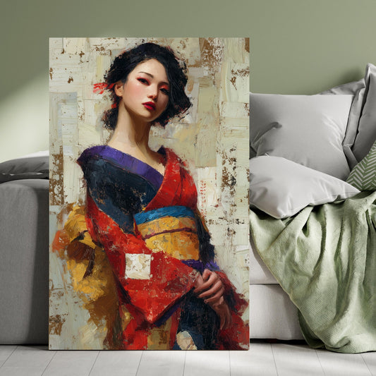 Velvet Kyoto Muse - Noir Moth Oriental Portrait Art