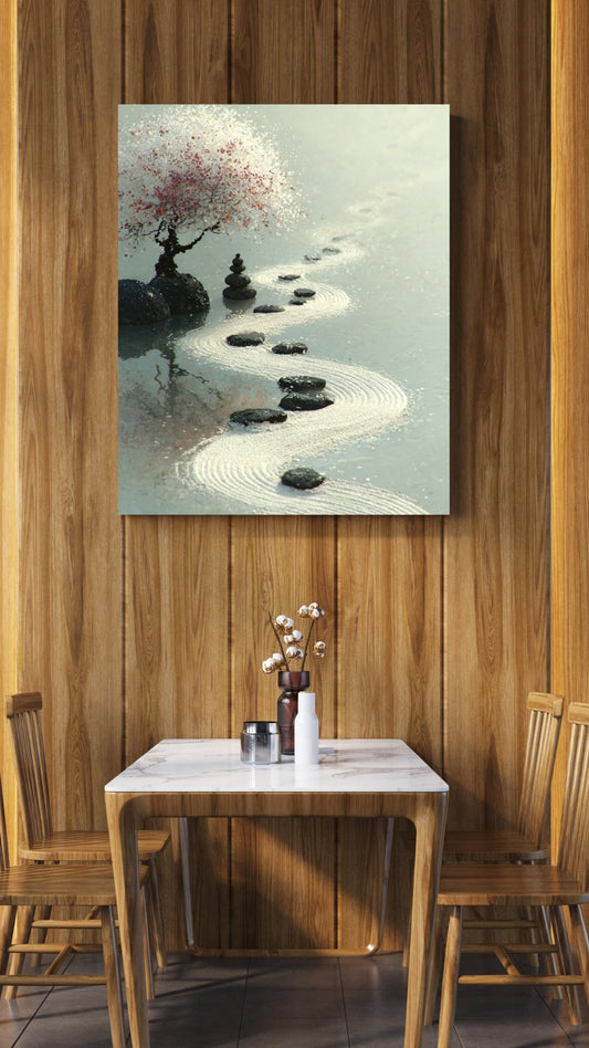 Whispers of Serenity - Noir Moth Zen Landscape Art