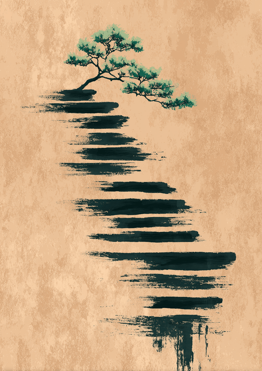 Zen Echo Path - Noir Moth Zen Minimal Art